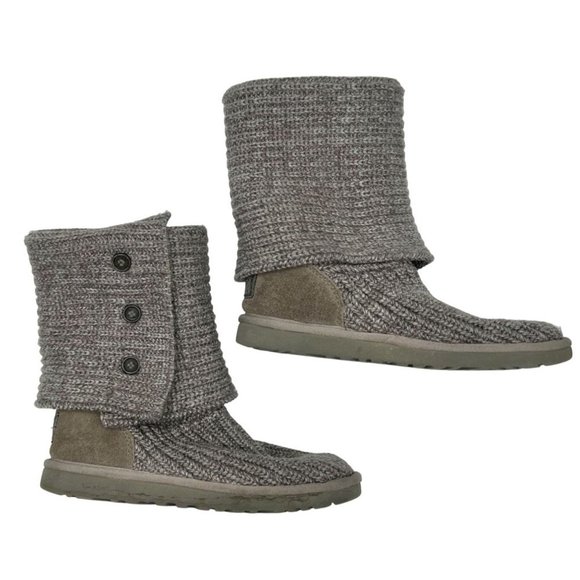 UGG Shoes Ugg Classic Cardy Boots Gray Knit Wool Acrylic Blend Foldable 7 Poshmark